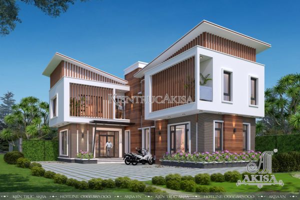 Thiết kế biệt thự hiện đại 2 tầng kiến trúc ấn tượng BT21337
