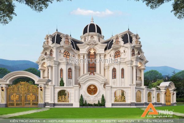 Siêu phẩm lâu đài biệt thự tân cổ điển 4 tầng đẹp đẳng cấp BT42314