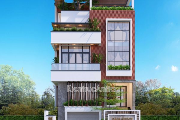 Mẫu nhà phố 5 tầng kết hợp văn phòng phong cách hiện đại KT51310