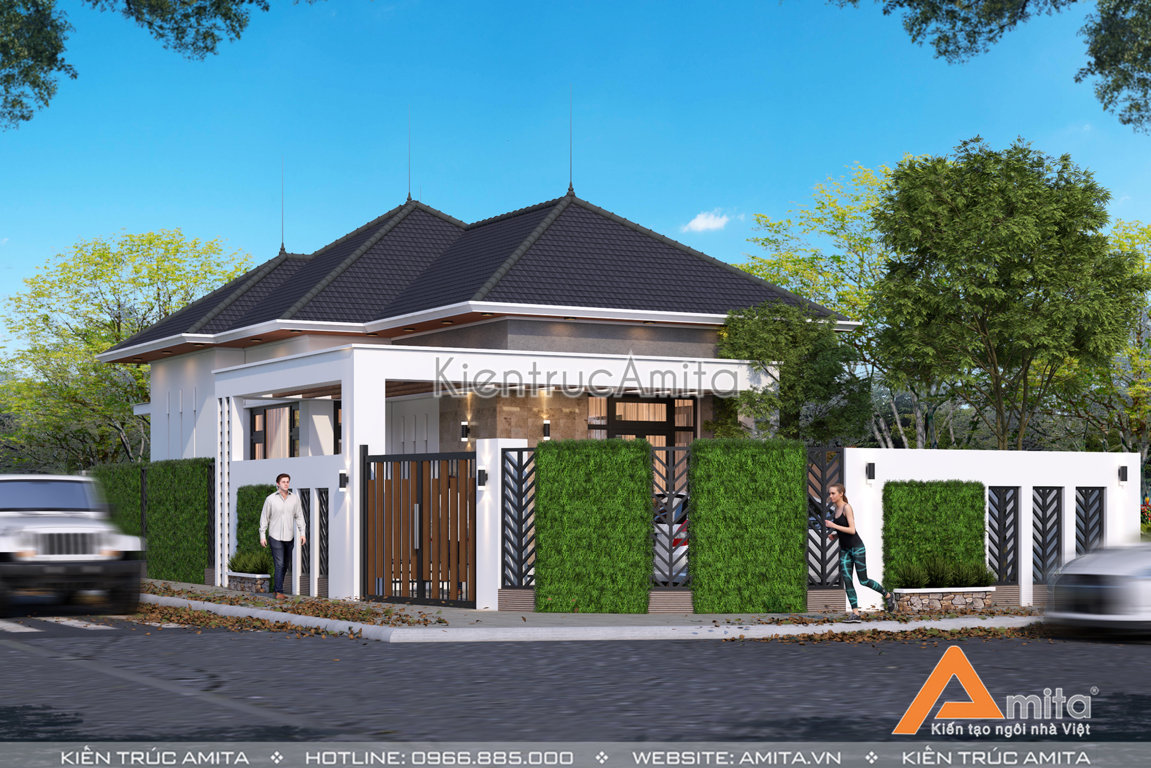 Mẫu nhà cấp 4 hiện đại mái Thái đẹp