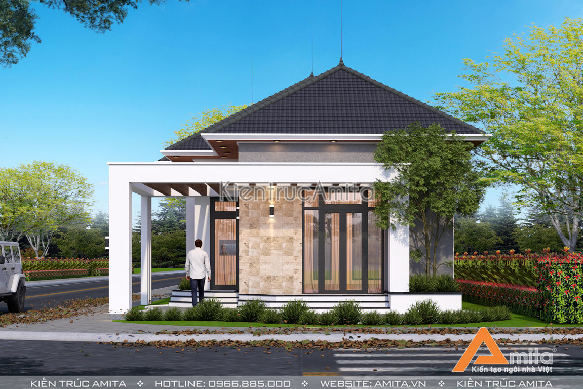 Mẫu nhà cấp 4 hiện đại mái Thái đẹp