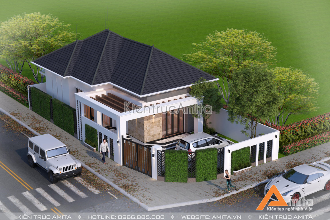 Mẫu nhà cấp 4 hiện đại mái Thái đẹp