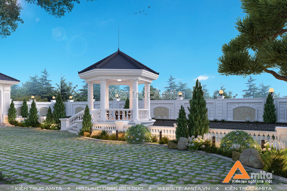 Biệt thự sân vườn 1 tầng tân cổ điển