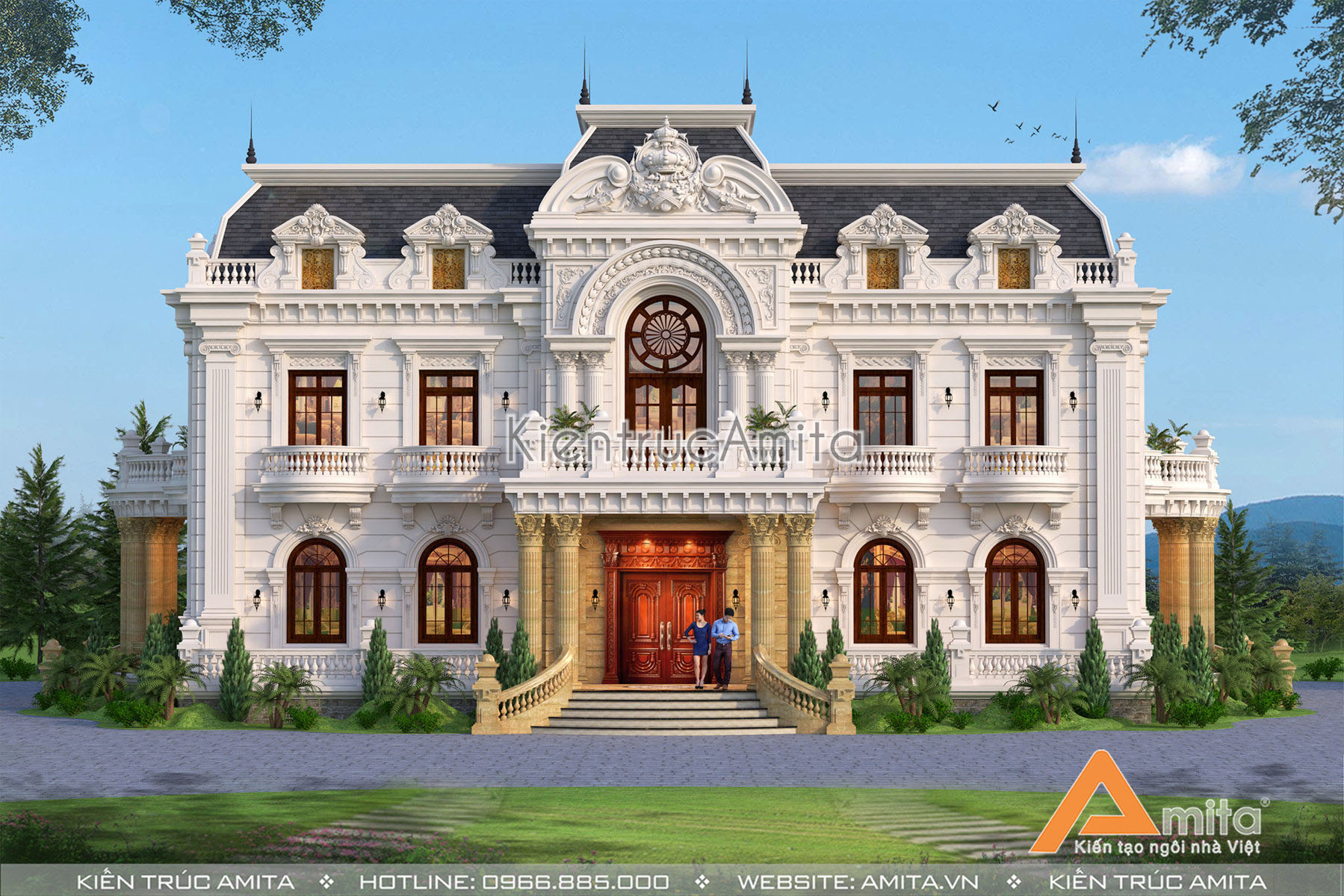 Thiết kế dinh thự biệt thự 2 tầng cổ điển