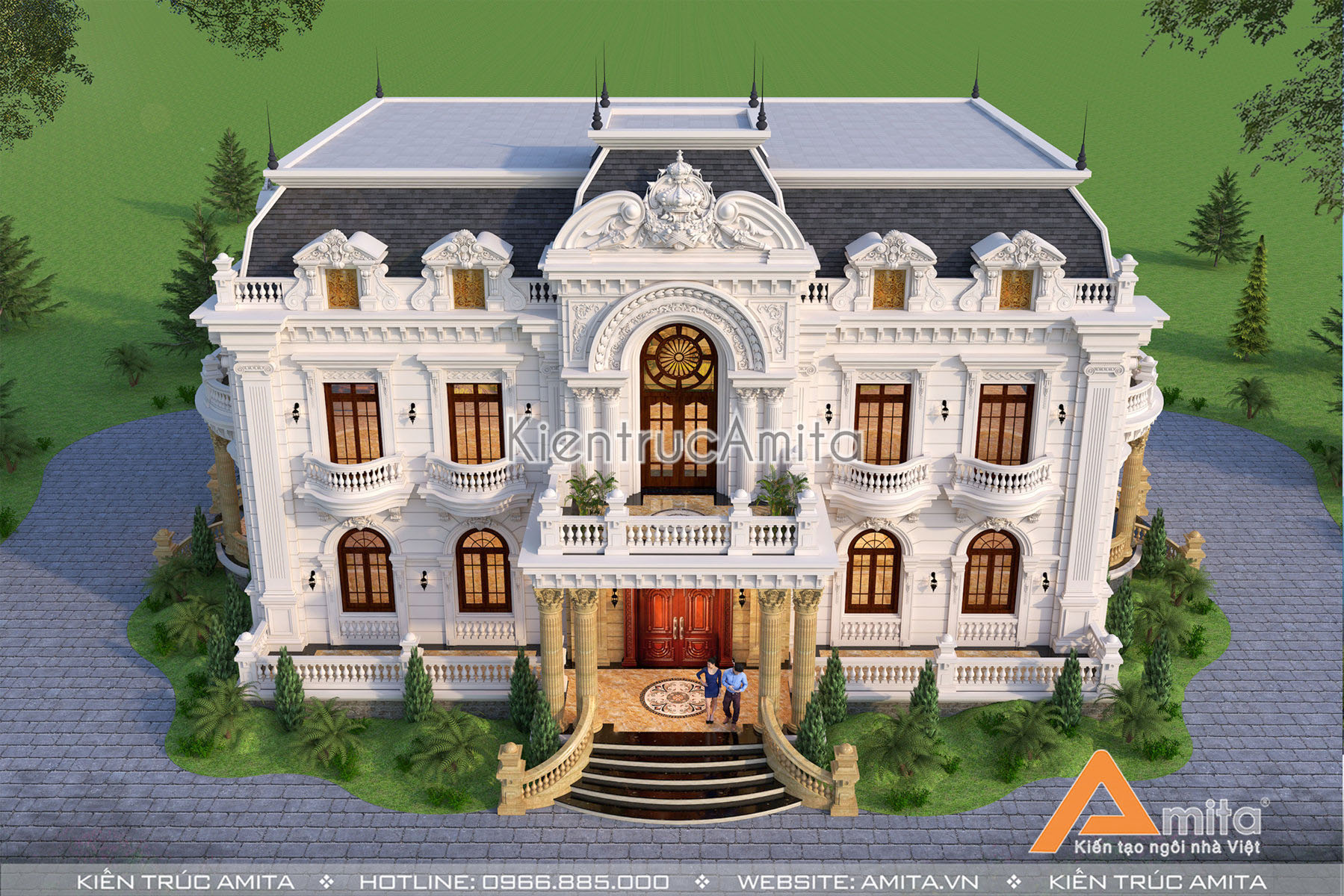 Thiết kế dinh thự biệt thự 2 tầng cổ điển