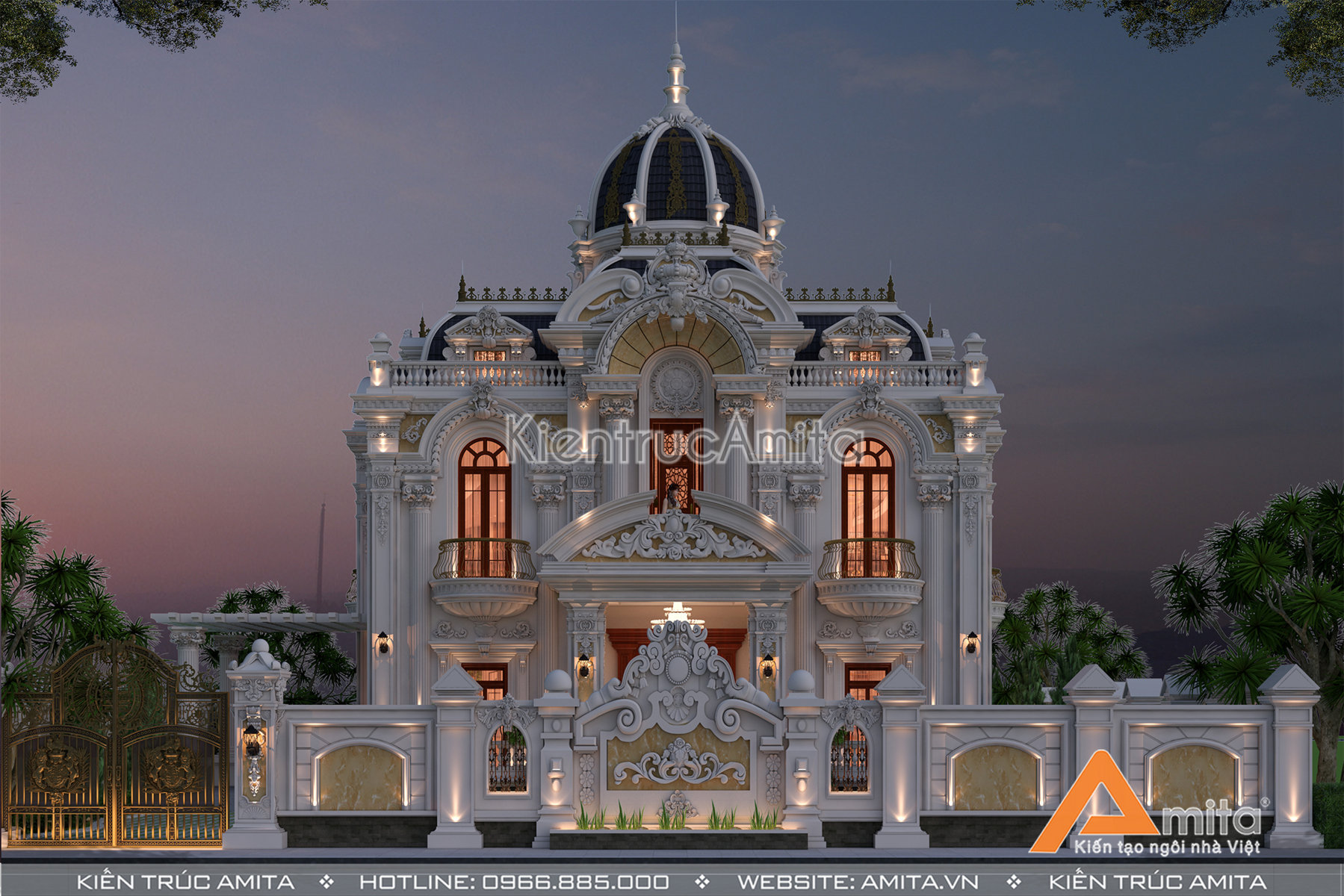 Biệt thự lâu đài cổ điển Pháp 2 tầng đẹp