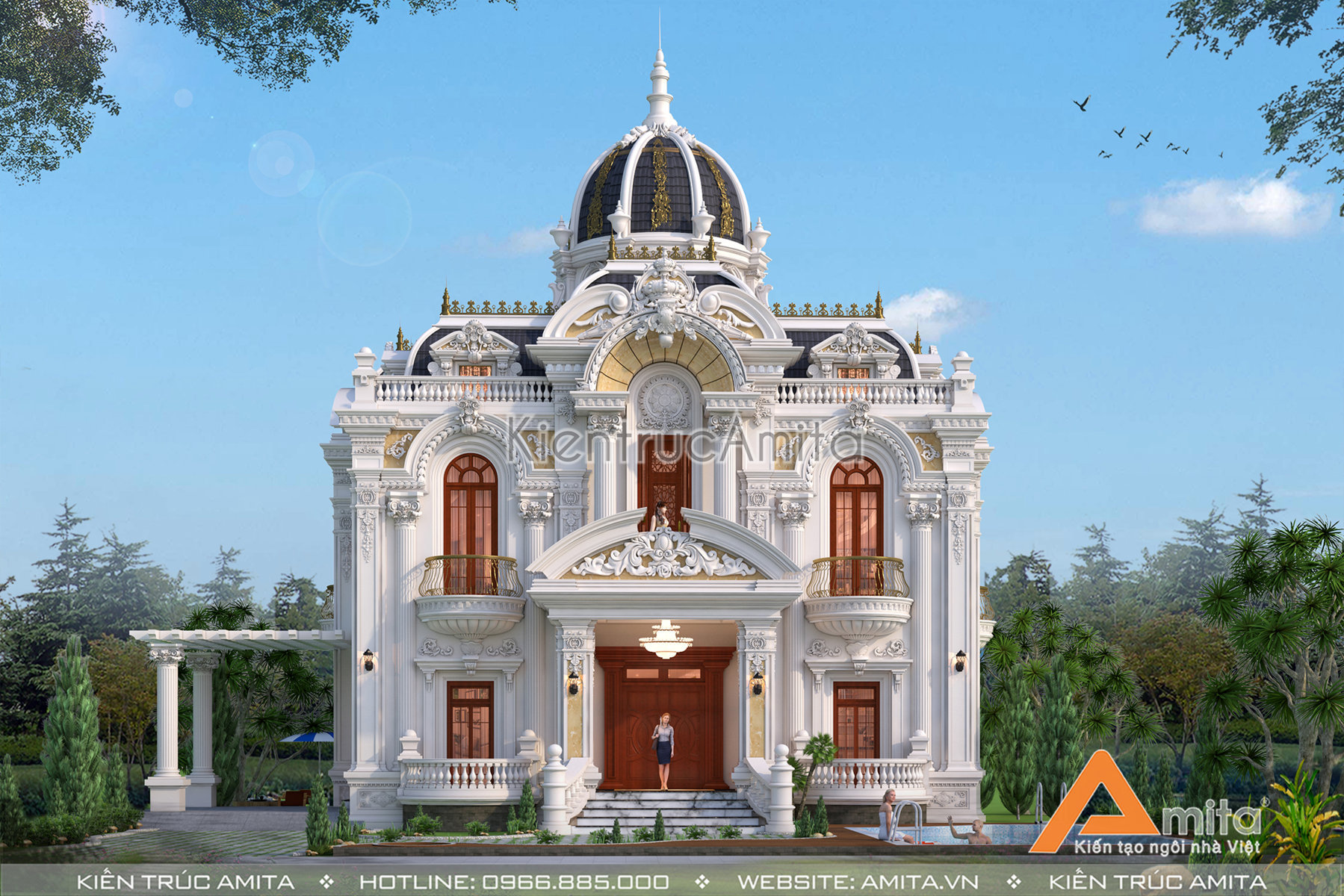 Biệt thự lâu đài cổ điển Pháp 2 tầng đẹp