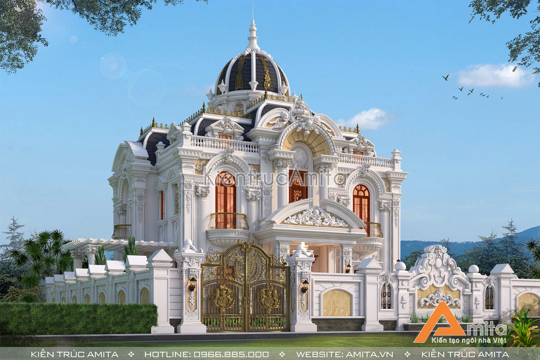 Biệt thự lâu đài cổ điển Pháp 2 tầng đẹp