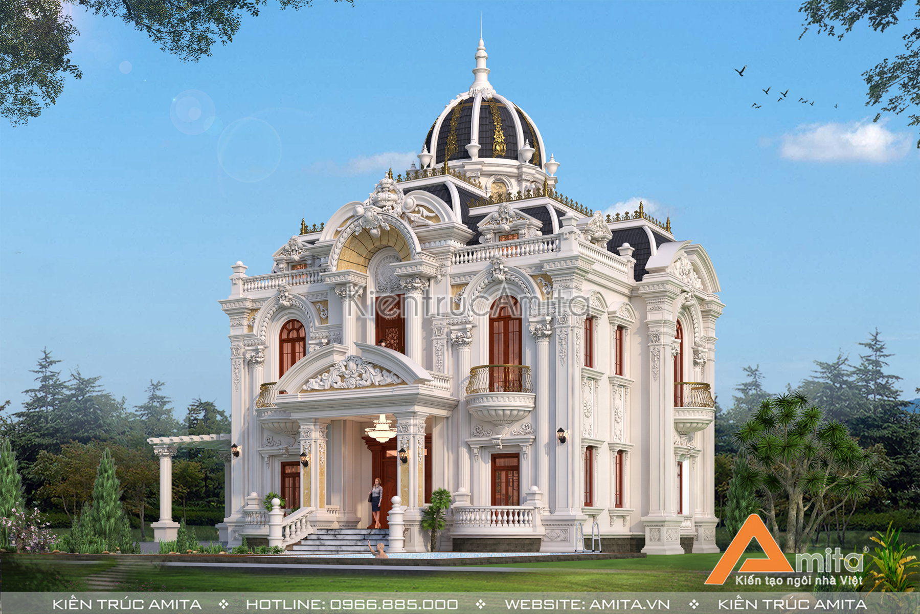 Biệt thự lâu đài cổ điển Pháp 2 tầng đẹp