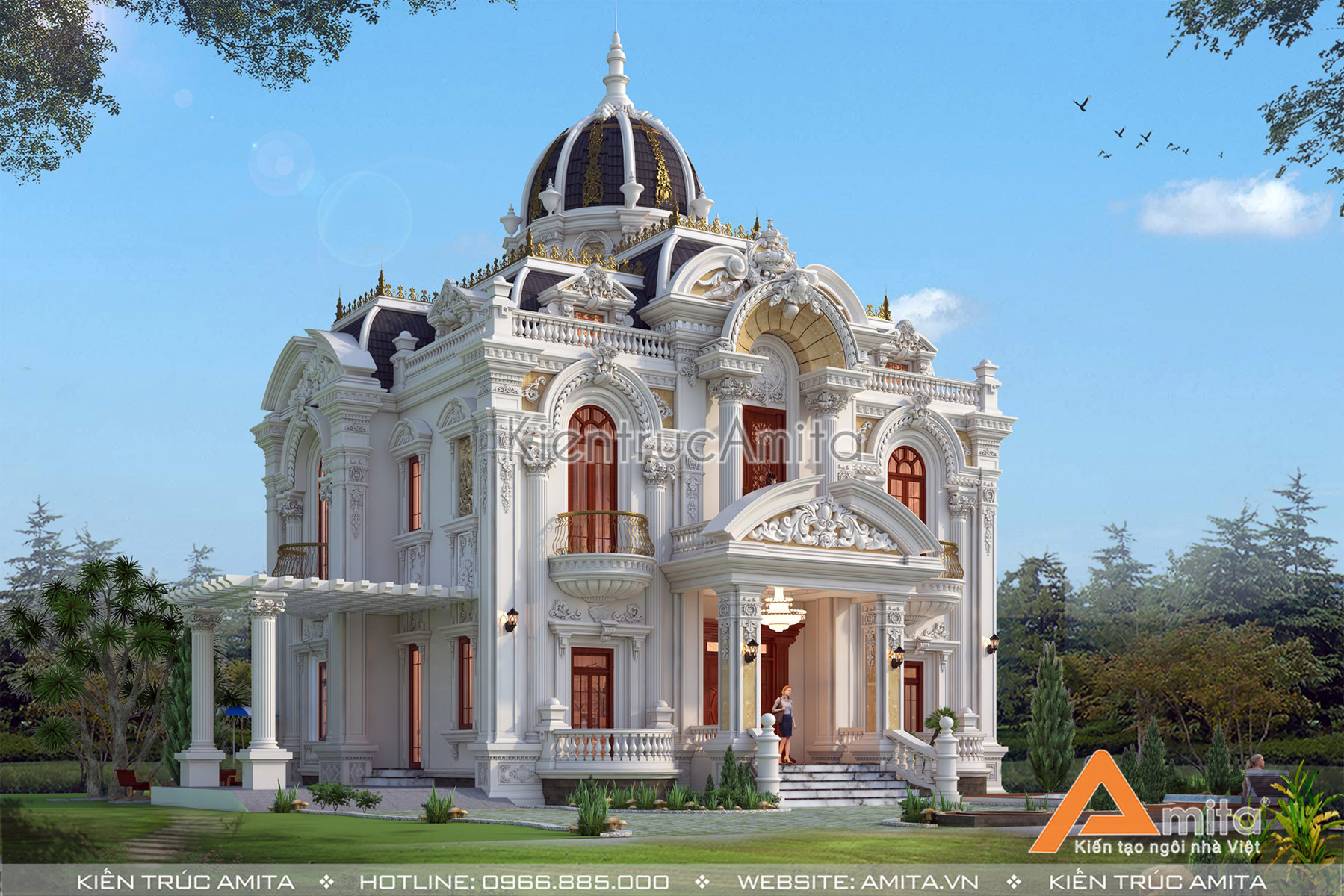 Biệt thự lâu đài cổ điển Pháp 2 tầng đẹp