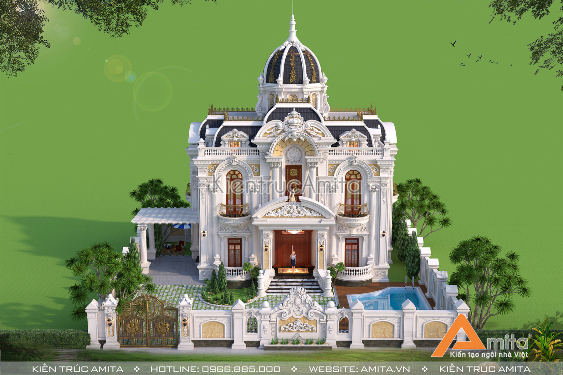 Biệt thự lâu đài cổ điển Pháp 2 tầng đẹp