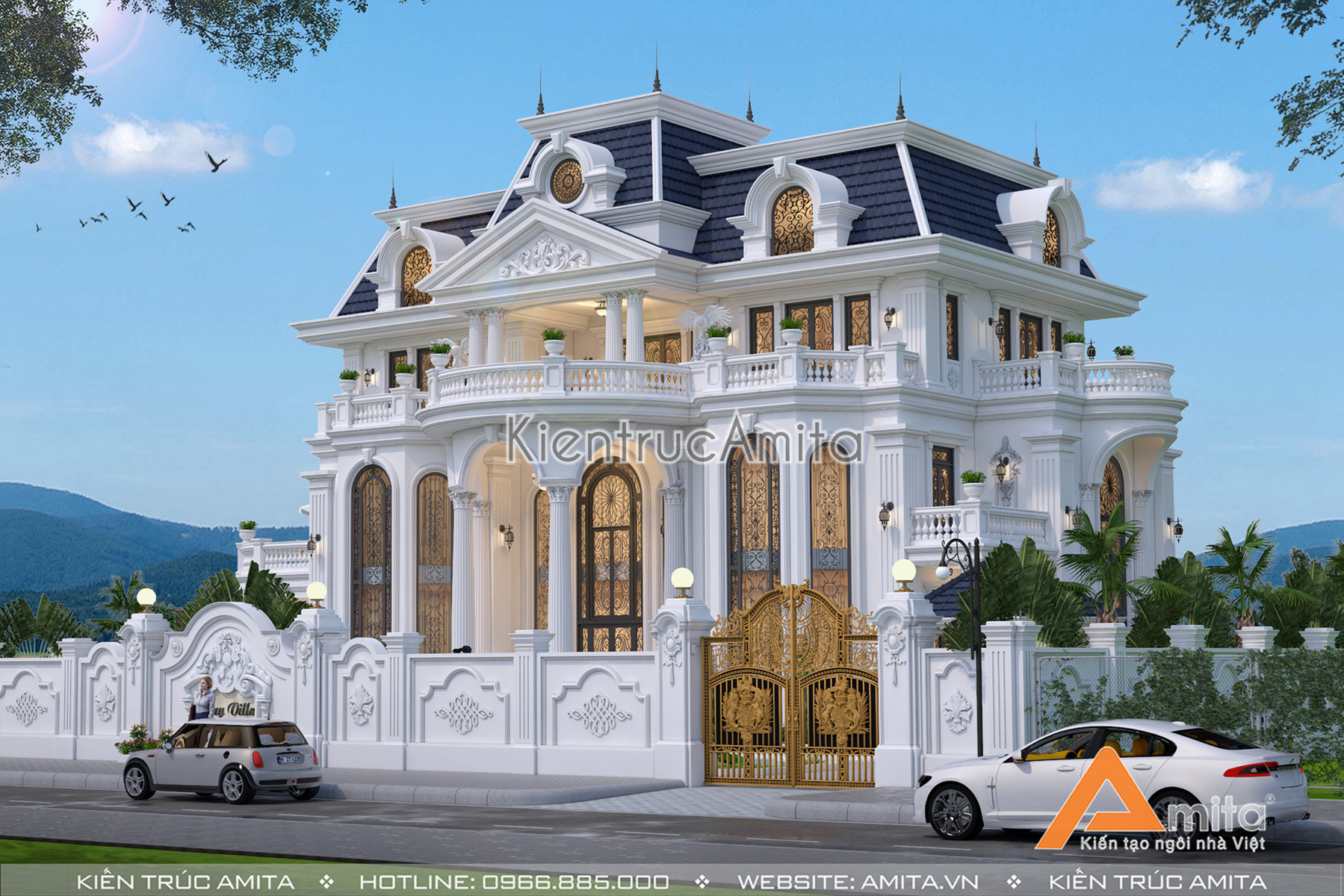 thiết kế biệt thự lâu đài 3 tầng