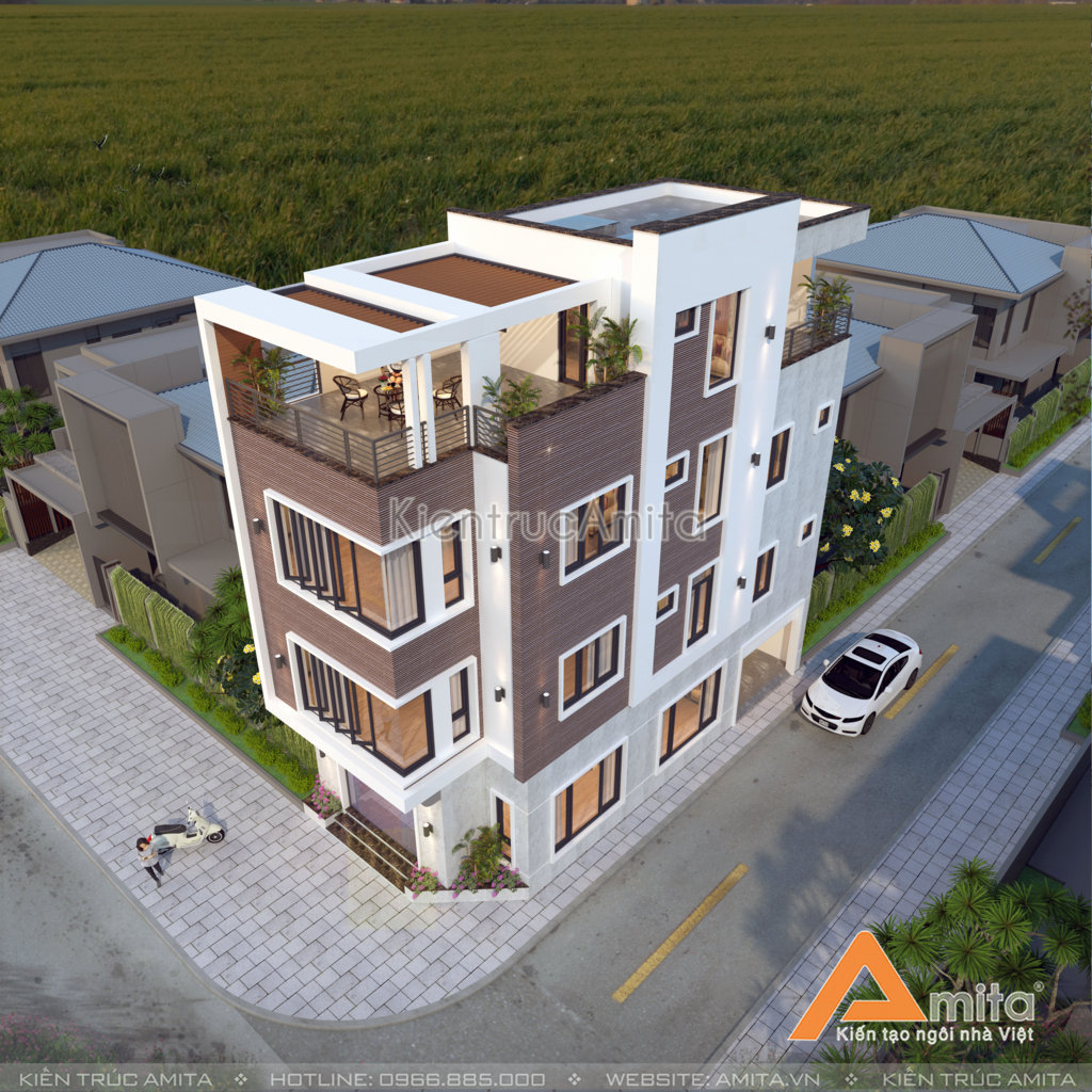 Thiết kế nhà phố 2 mặt tiền hiện đại