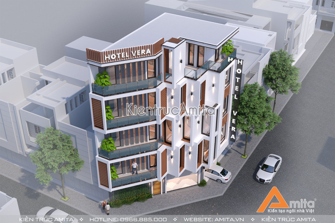 Thiết kế khách sạn hiện đại 5 tầng