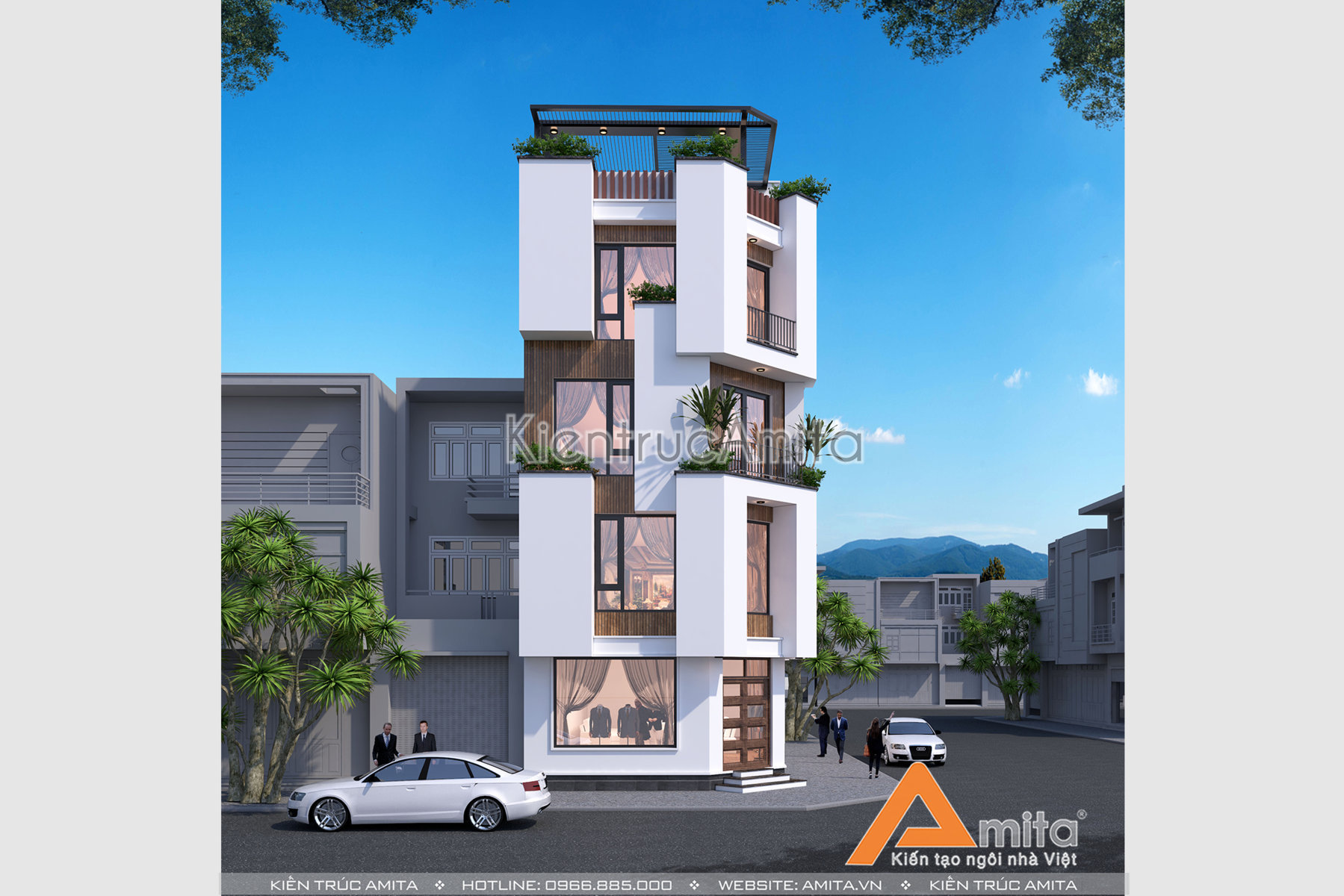 Mẫu thiết kế homestay 5 tầng hiện đại