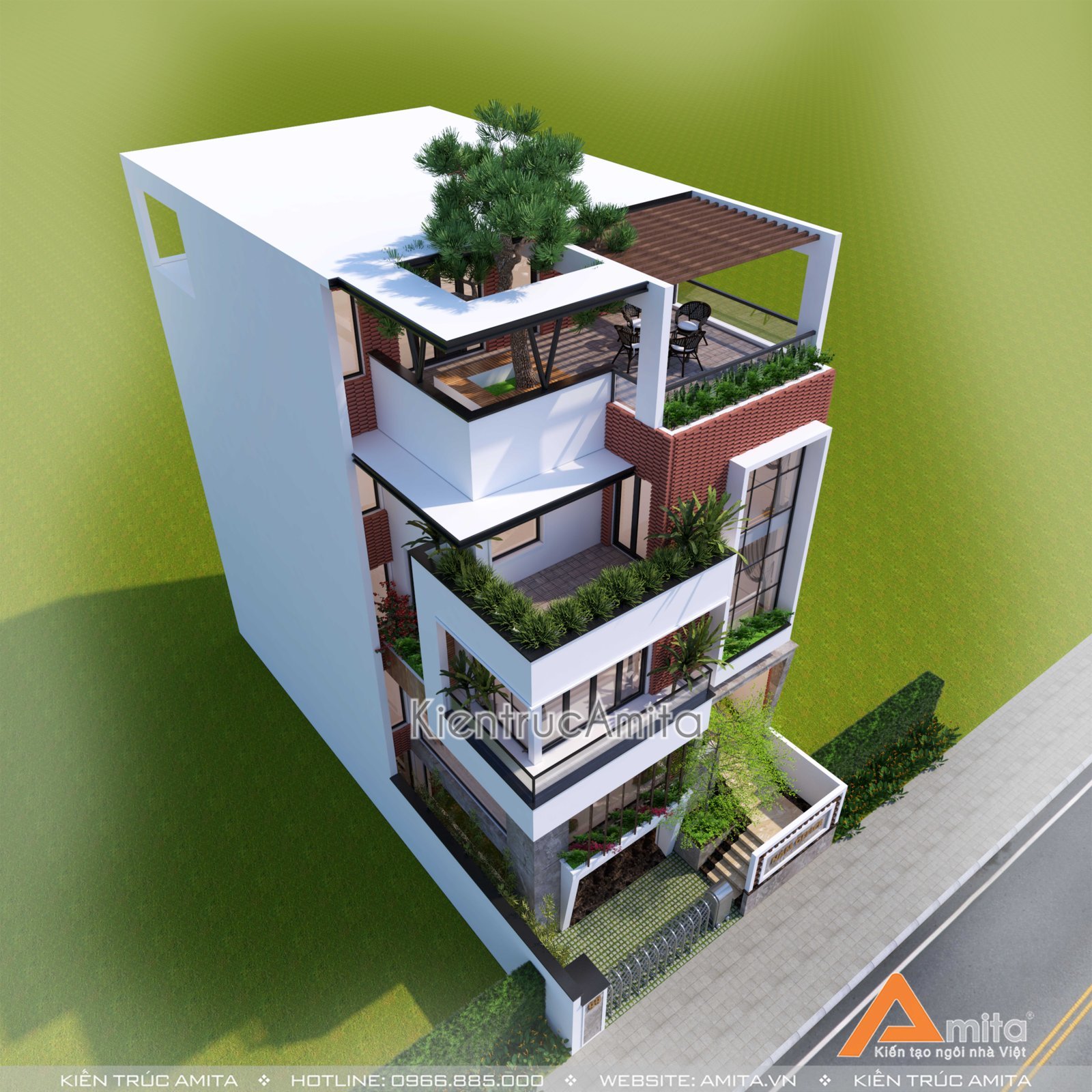 Mẫu nhà phố 5 tầng kết hợp văn phòng