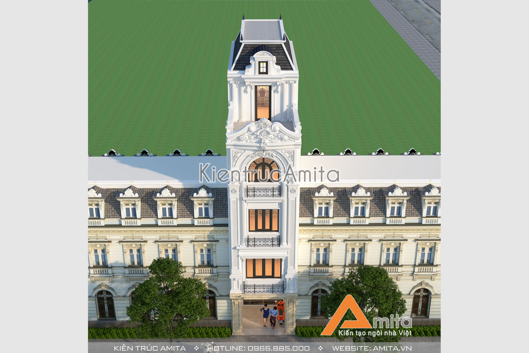 Thiết kế nhà phố 5 tầng tân cổ điển