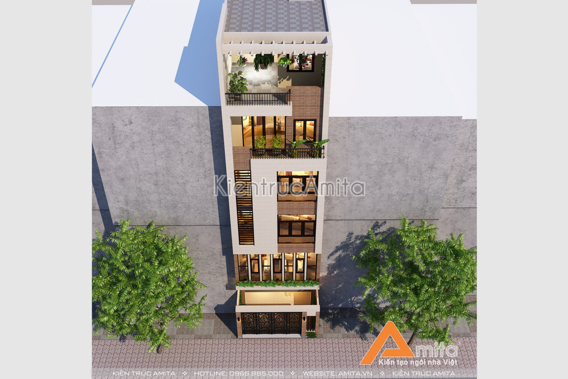 Thiết kế nhà phố 6 tầng hiện đại