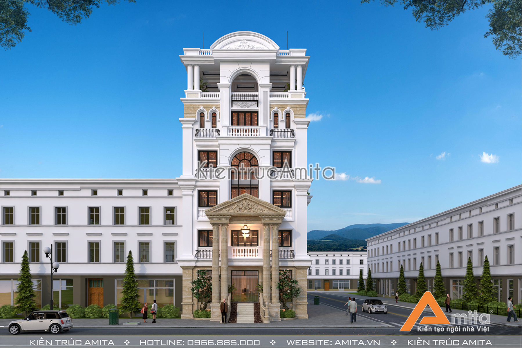 Mẫu nhà phố kết hợp văn phòng cho thuê phong cách Pháp