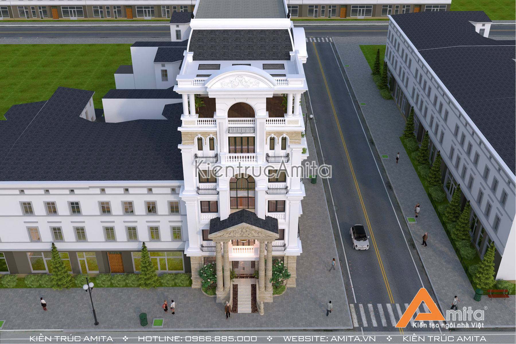 Mẫu nhà phố kết hợp văn phòng cho thuê phong cách Pháp