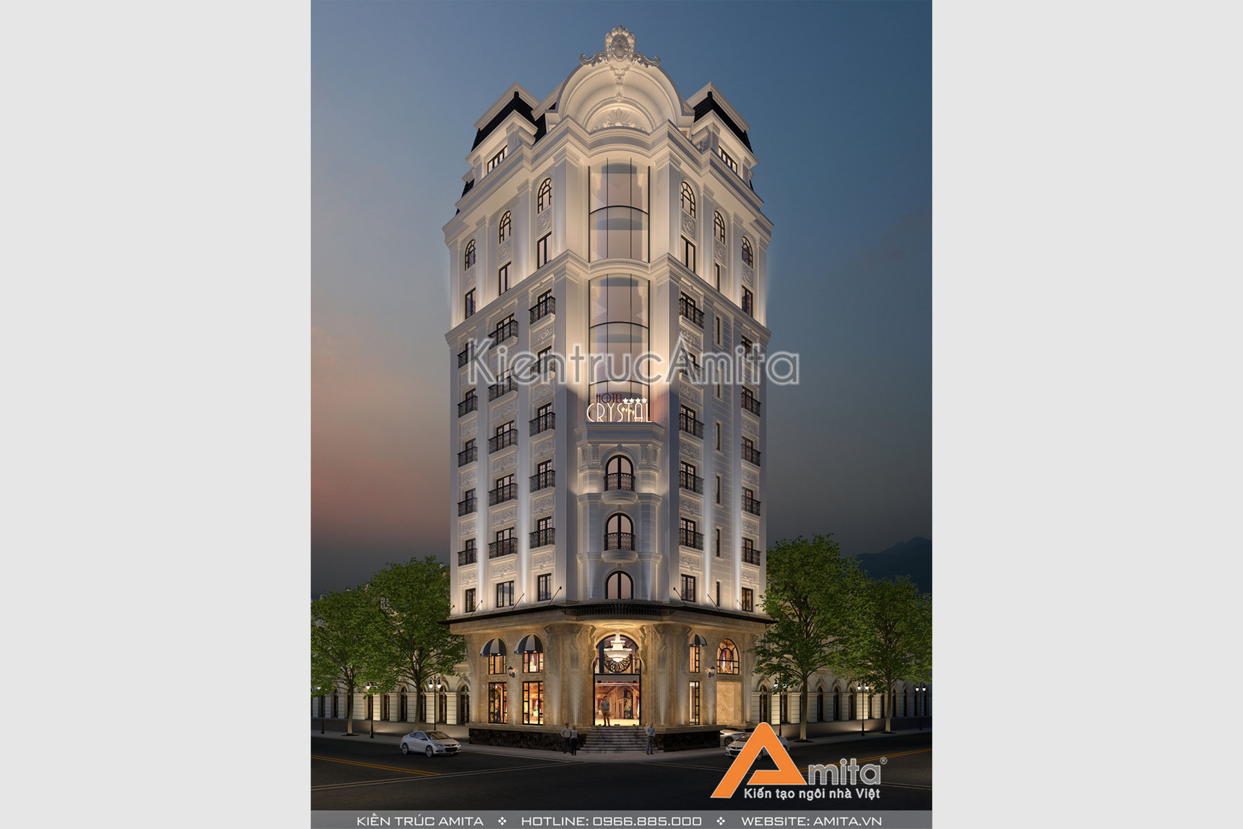 Thiết kế khách sạn kiến trúc tân cổ điển Pháp