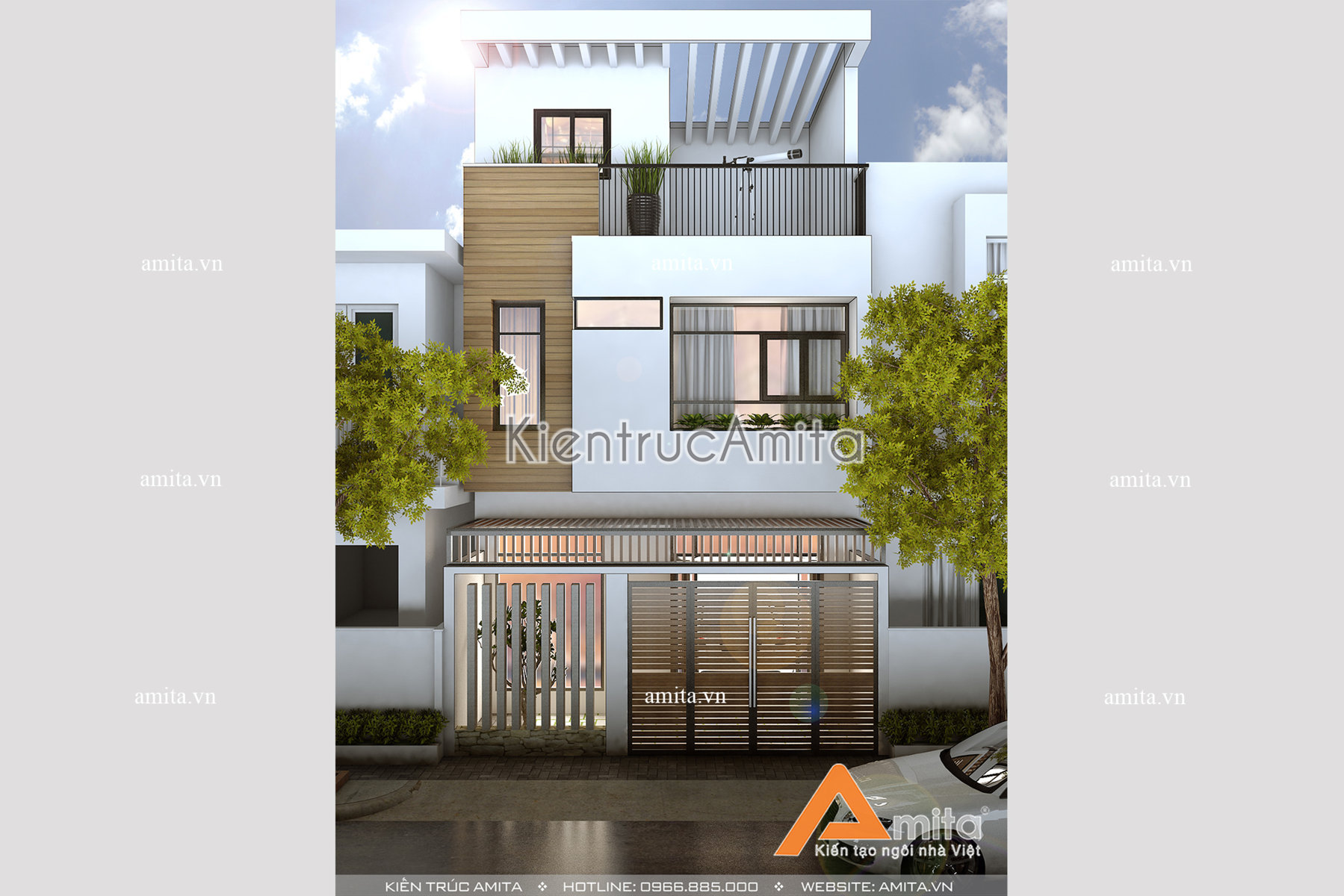 Mẫu thiết kế nhà phố hiện đại 3 tầng nổi bật tại Phú Thọ- KT31025