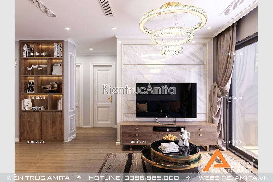 Thiết kế nội thất chung cư 2 phòng ngủ (CĐT: Bà Nga - Hà Nội) NT21019